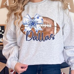 Dallas Cowboys Bow Football Cozy Crewneck Sweatshirt NEW
